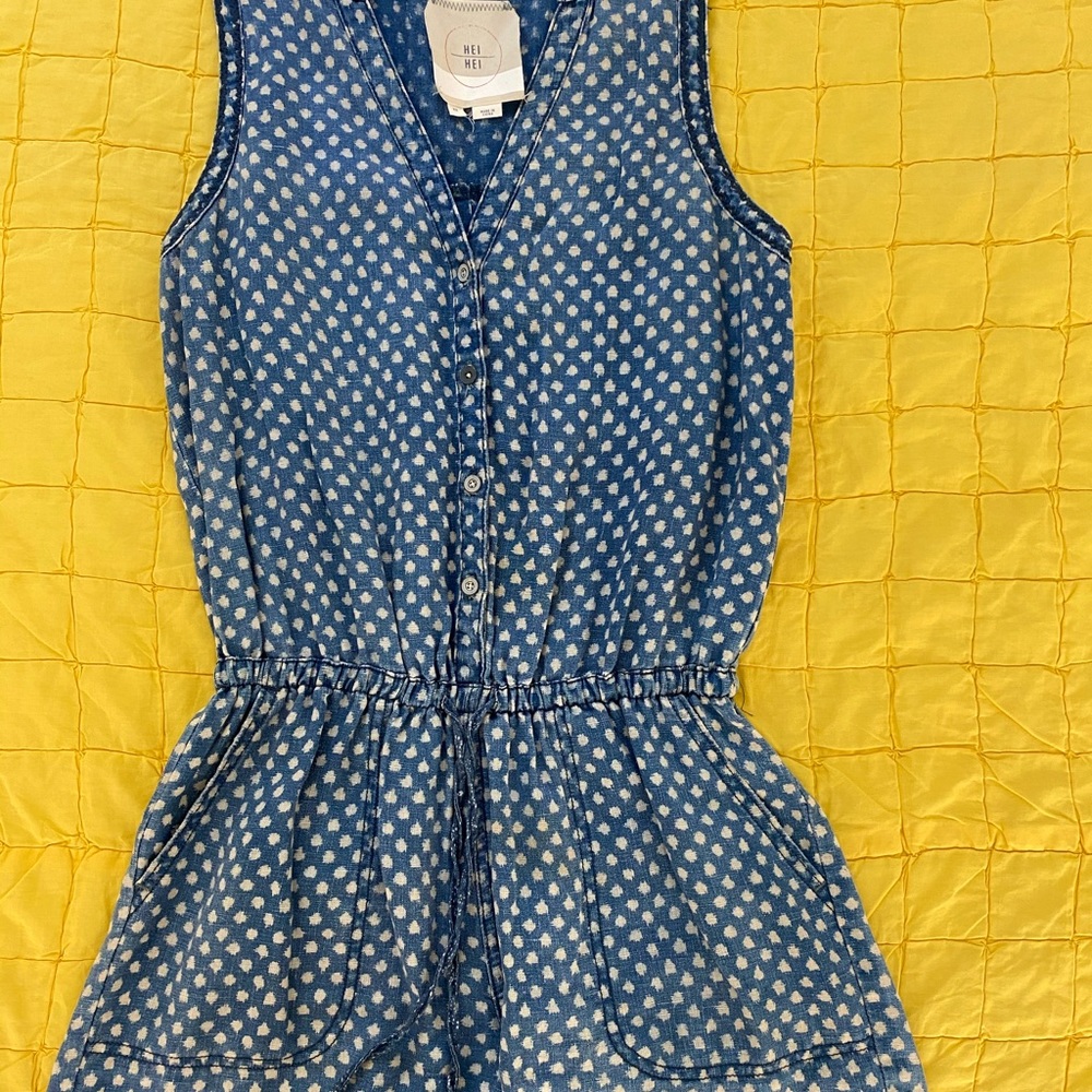 Anthropologie denim romper with drawstring waist